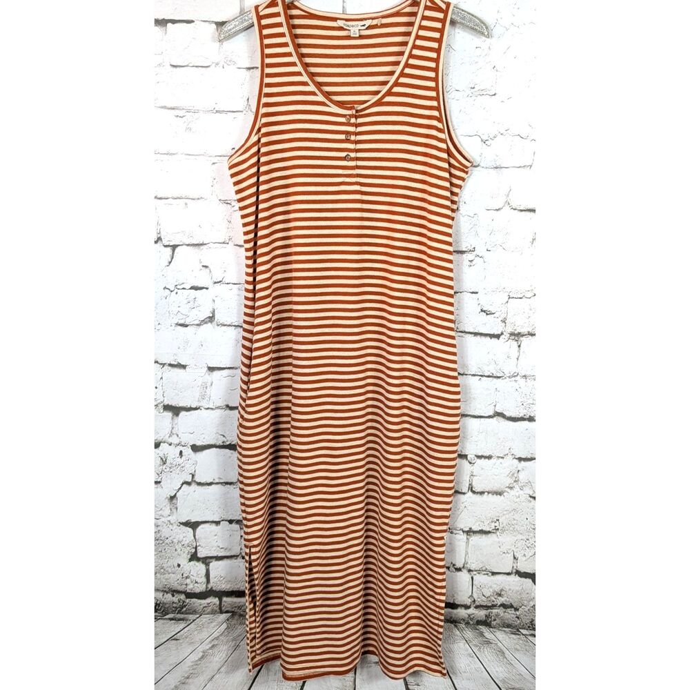 TOAD&CO Piru Henley Midi Tank Dress Hemp Pockets Athleisure Casual Size XL